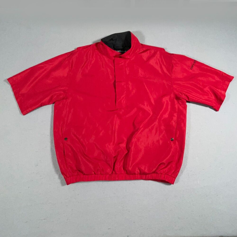 FootJoy DryJoys Jacket Mens Size L Red Pullover Golf Rain Wind Short Sleeve Logo